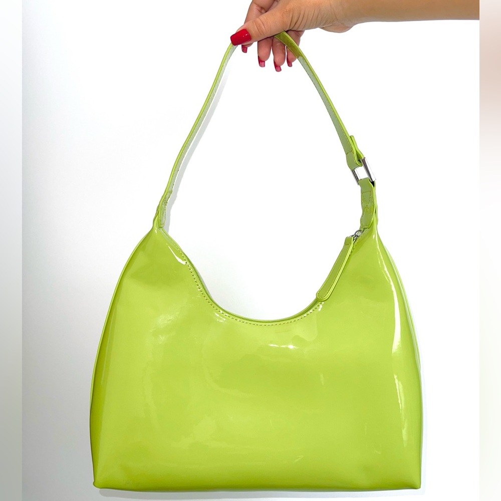 Women's Lime Green Patent Shoulder Bag